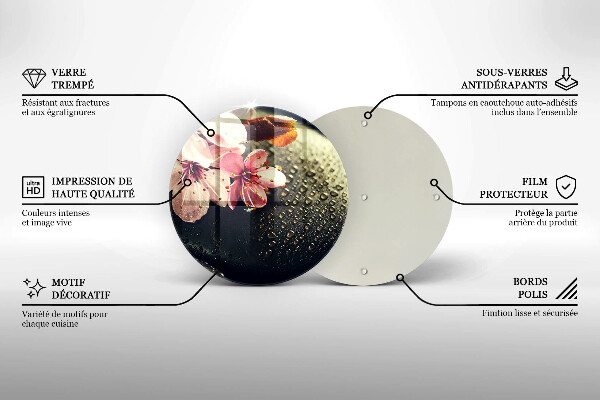 Glas Herdabdeckplatte Blumen Zen-Steine