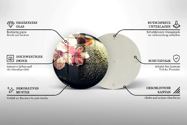 Glas Herdabdeckplatte Blumen Zen-Steine