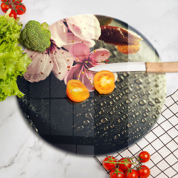 Glas Herdabdeckplatte Blumen Zen-Steine