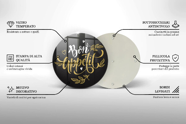 Glas Herdabdeckplatte Inschrift Bon Appetit