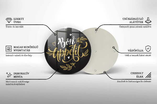 Glas Herdabdeckplatte Inschrift Bon Appetit