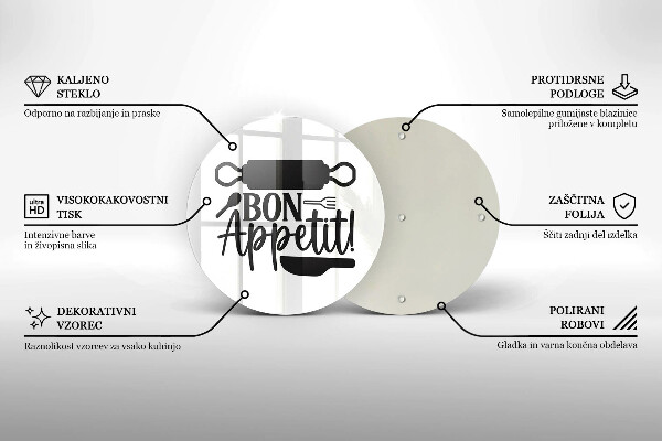 Glas Herdabdeckplatte Inschrift Bon Appetit