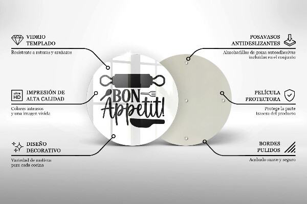 Glas Herdabdeckplatte Inschrift Bon Appetit