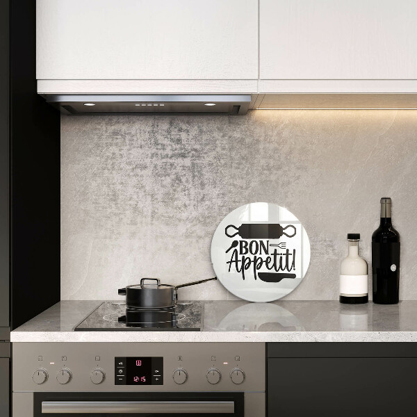 Glas Herdabdeckplatte Inschrift Bon Appetit