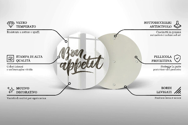 Glas Herdabdeckplatte Inschrift Bon Appetit