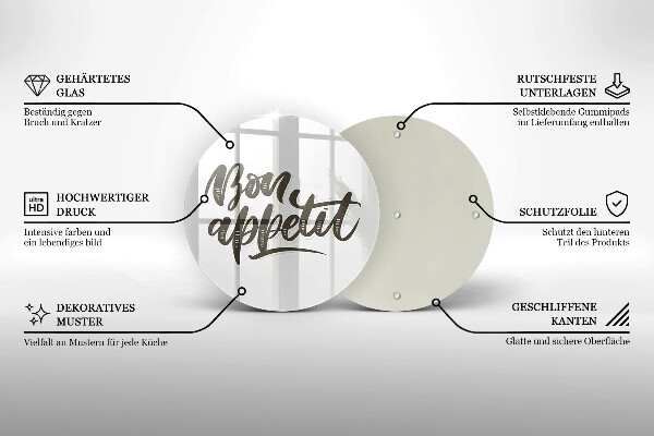 Glas Herdabdeckplatte Inschrift Bon Appetit