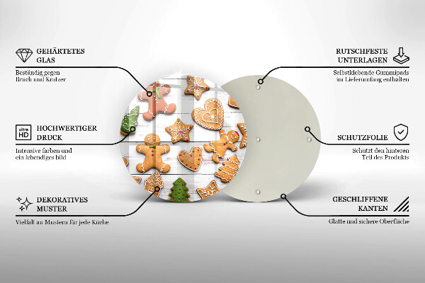 Glas Herdabdeckplatte Weihnachtslebkuchen