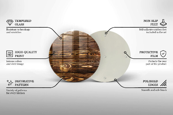 Glas Herdabdeckplatte Holzstruktur
