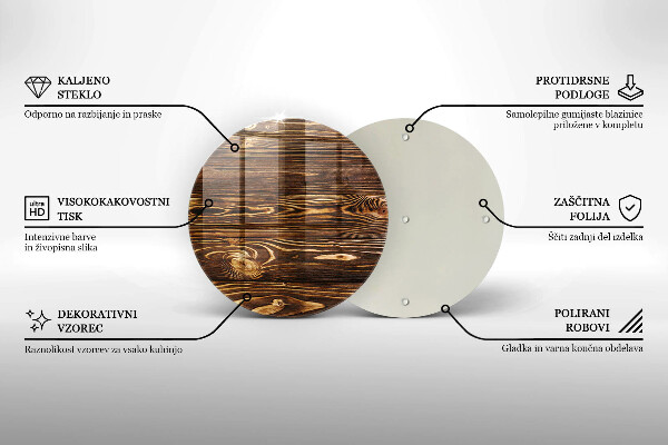 Glas Herdabdeckplatte Holzstruktur