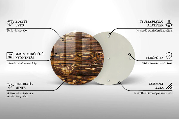 Glas Herdabdeckplatte Holzstruktur