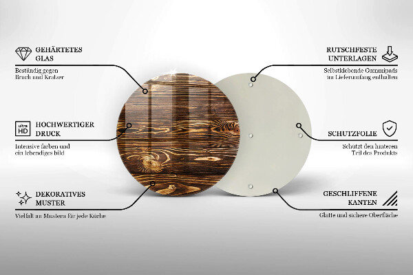 Glas Herdabdeckplatte Holzstruktur