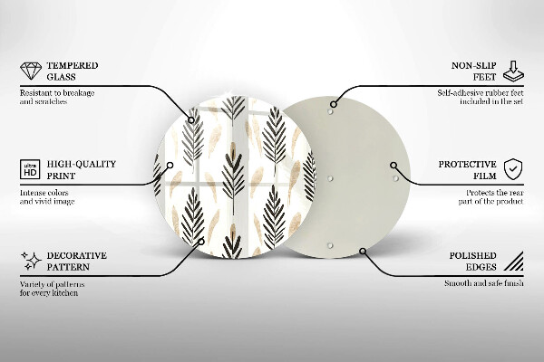 Glas Herdabdeckplatte Boho-Pflanzen