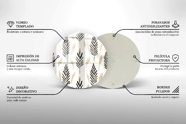 Glas Herdabdeckplatte Boho-Pflanzen