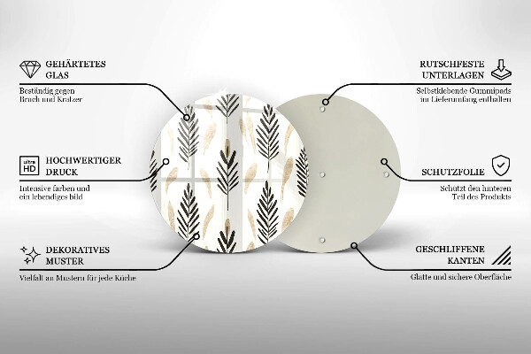 Glas Herdabdeckplatte Boho-Pflanzen