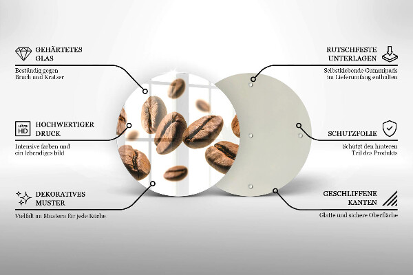 Glas Herdabdeckplatte Kaffeebohnen