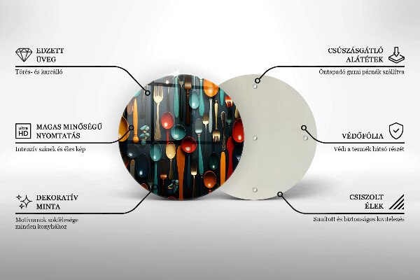 Glas Herdabdeckplatte Bunte Löffel und Gabeln