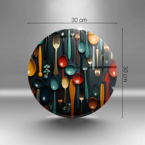Glas Herdabdeckplatte Bunte Löffel und Gabeln