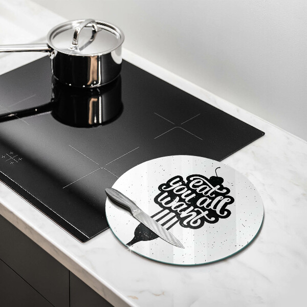 Glas Herdabdeckplatte Eat all you want