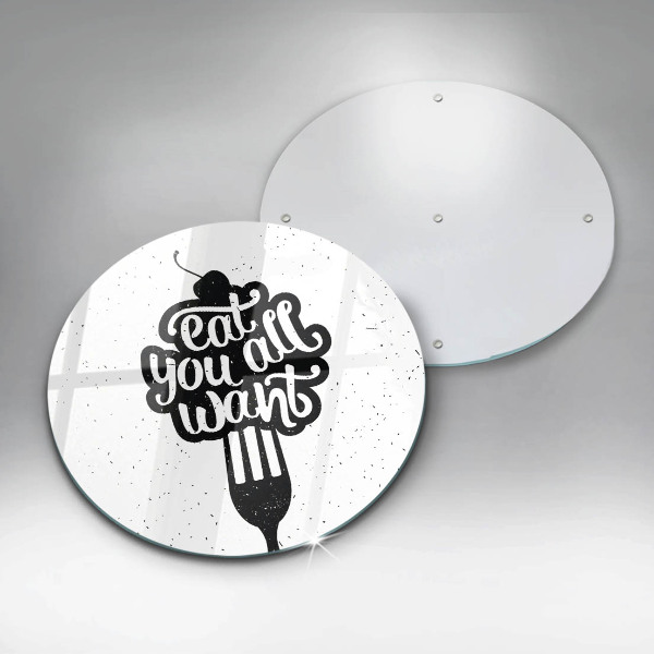 Glas Herdabdeckplatte Eat all you want