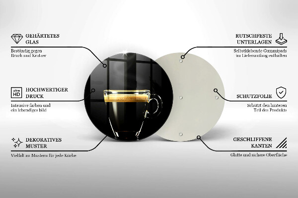 Glas Herdabdeckplatte Ein Glas schwarzen Kaffee