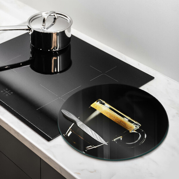 Glas Herdabdeckplatte Ein Glas schwarzen Kaffee