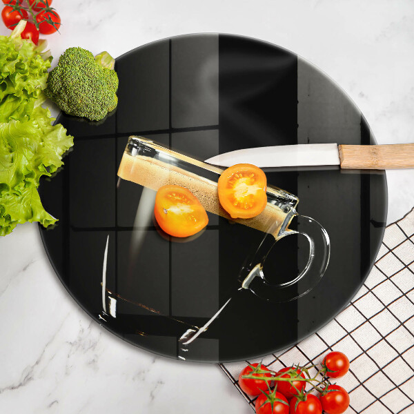 Glas Herdabdeckplatte Ein Glas schwarzen Kaffee