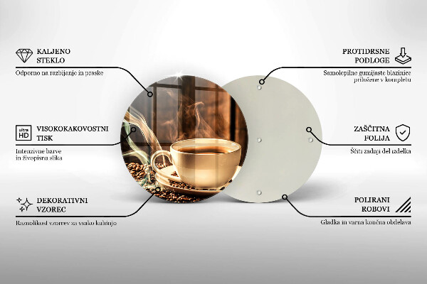 Glas Herdabdeckplatte Tasse und Kaffeebohnen