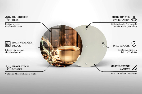 Glas Herdabdeckplatte Tasse und Kaffeebohnen