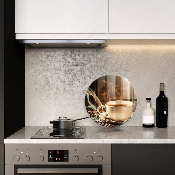 Glas Herdabdeckplatte Tasse und Kaffeebohnen