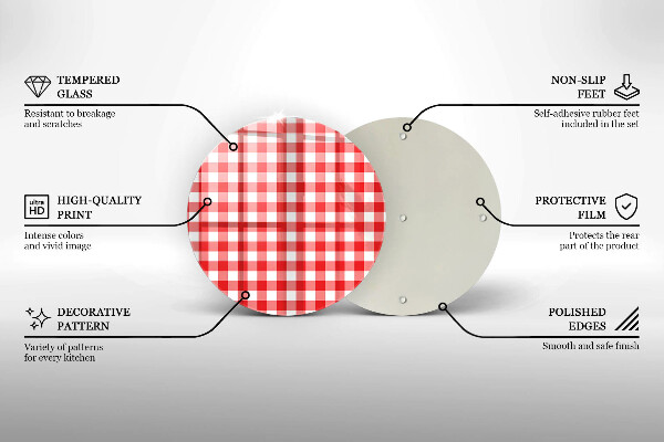 Glas Herdabdeckplatte Rot-weißes Karomuster