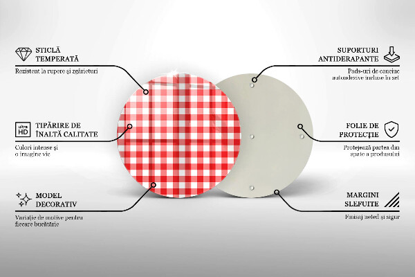 Glas Herdabdeckplatte Rot-weißes Karomuster