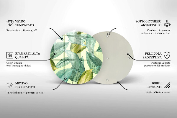 Glas Herdabdeckplatte Grüne tropische Blätter