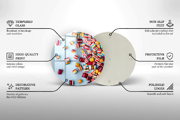 Glas Herdabdeckplatte Bunte Bonbons