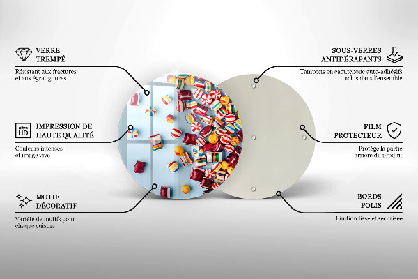 Glas Herdabdeckplatte Bunte Bonbons
