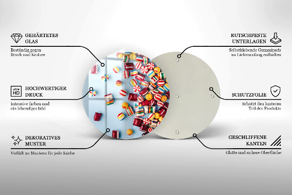 Glas Herdabdeckplatte Bunte Bonbons