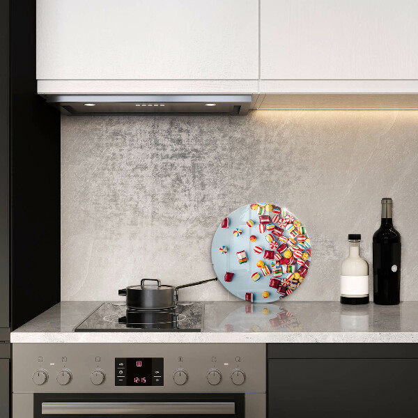 Glas Herdabdeckplatte Bunte Bonbons