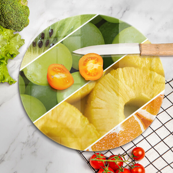 Glas Herdabdeckplatte Bunte Früchte