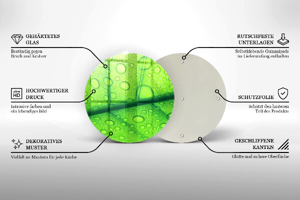 Glas Herdabdeckplatte Nahaufnahme eines Blattes