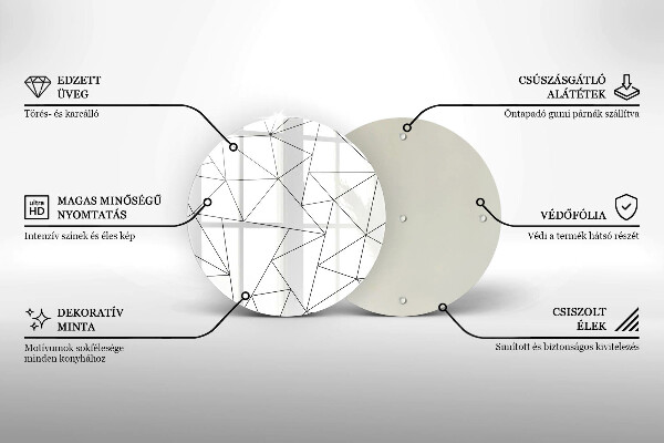 Glas Herdabdeckplatte Weiße Dreiecke