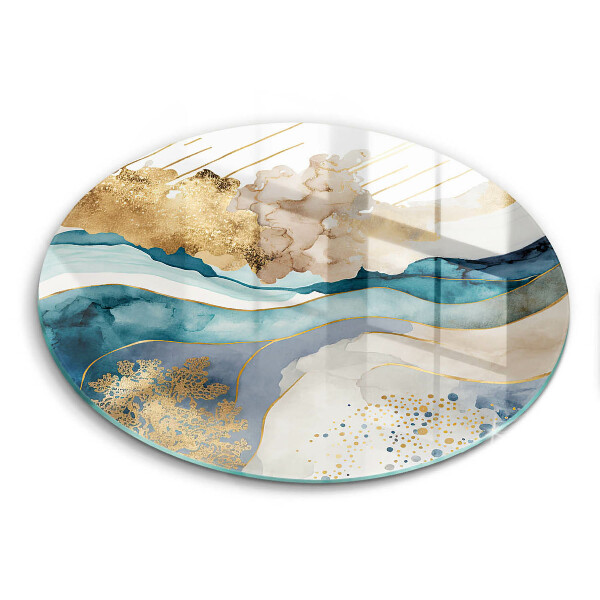 Glas Herdabdeckplatte Bunter Marmor