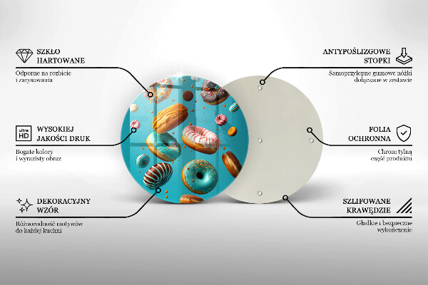 Glas Herdabdeckplatte Bunte Donuts
