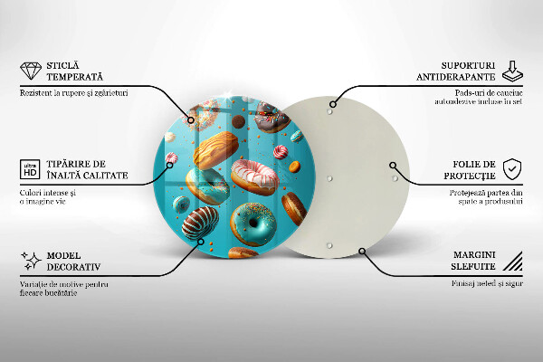 Glas Herdabdeckplatte Bunte Donuts