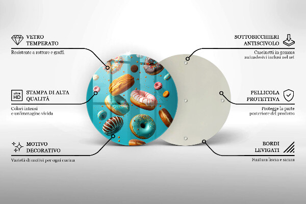 Glas Herdabdeckplatte Bunte Donuts