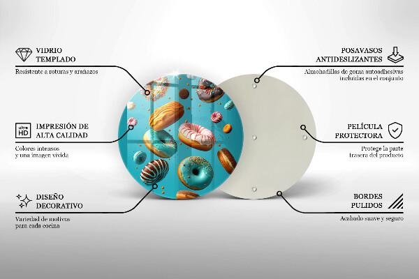 Glas Herdabdeckplatte Bunte Donuts