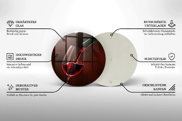 Glas Herdabdeckplatte Ein Glas Wein
