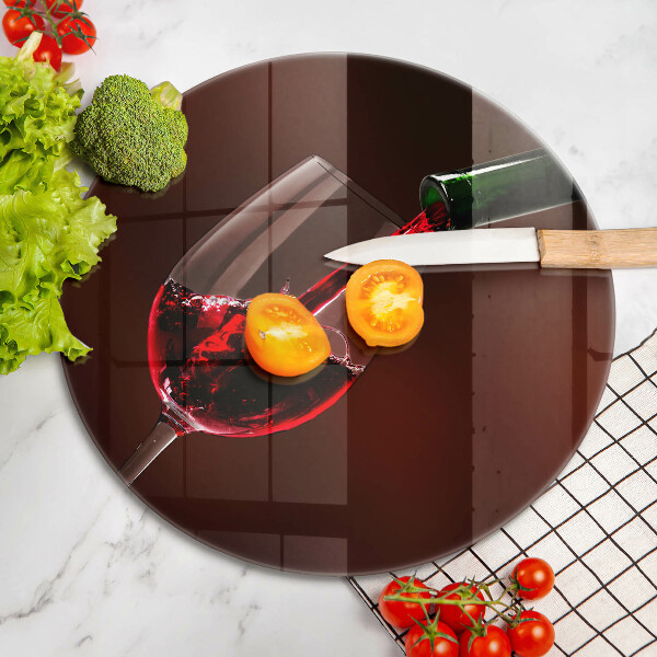 Glas Herdabdeckplatte Ein Glas Wein