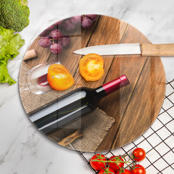 Glas Herdabdeckplatte Eine Flasche Rotwein