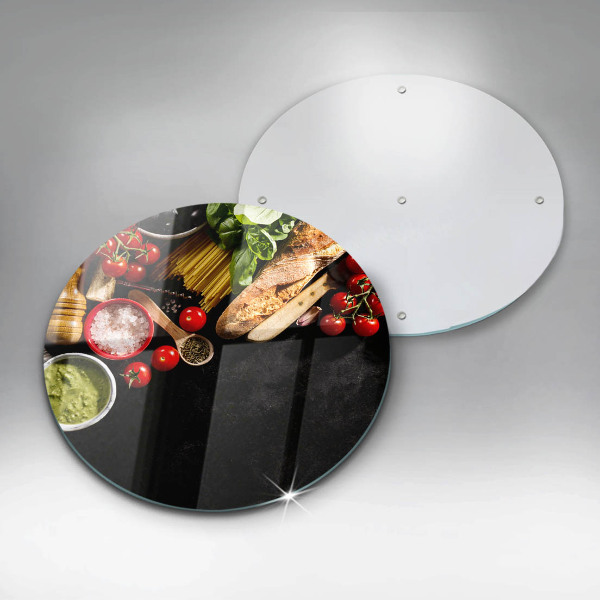 Glas Herdabdeckplatte Italienische Zutaten und Gewürze