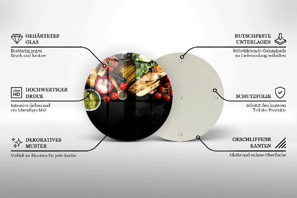 Glas Herdabdeckplatte Italienische Zutaten und Gewürze