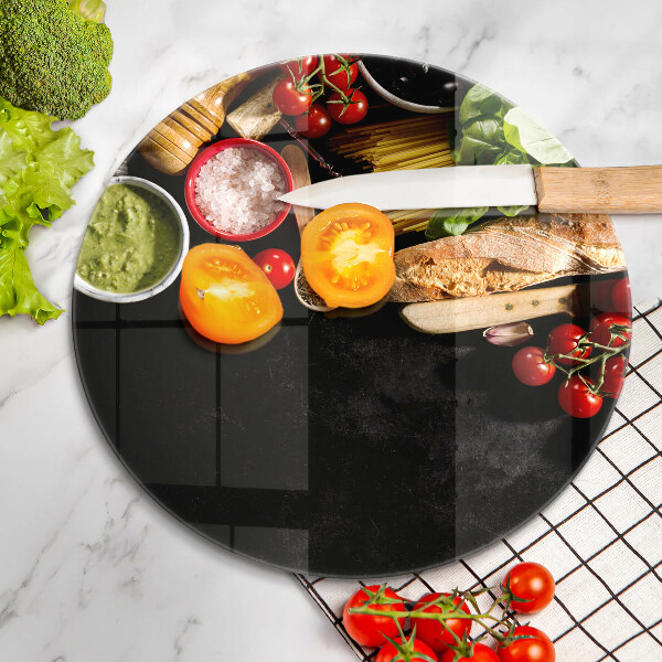 Glas Herdabdeckplatte Italienische Zutaten und Gewürze